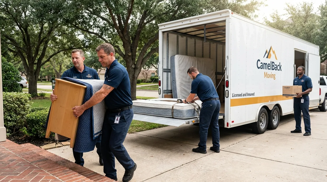 Crew loading residential truck for cross-state move from Archbold, OH