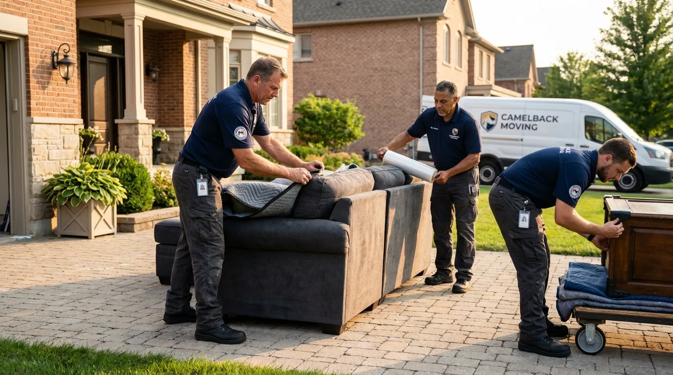 Large estate moving crew wrapping furniture in Archbold, OH